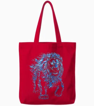 Lions Tshirt Men Women Blue Animal School Sport Fan Lion Tote Bags - Red