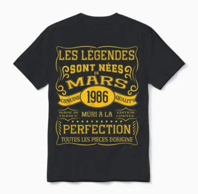 40 Ans Anniversaire Homme Femme Mars 1986 Déco Drôle Cadeau Unisex T-Shirt - Black