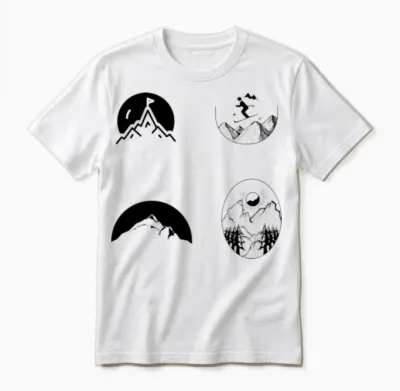 Ski and Hiking Mountain Sketch Unisex T-Shirt - White