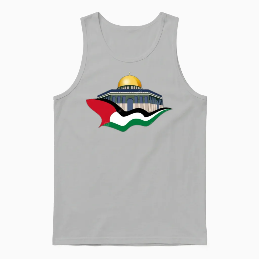 Dome of the Rock and Palestinian Unisex Tank Top in Ash