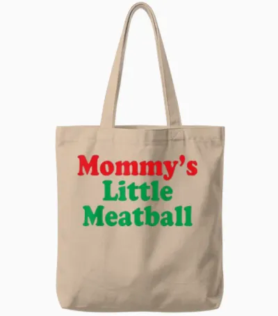Mommy's Little Meatball Italian Humor Funny Italy Love Pun Tote Bags - Natural