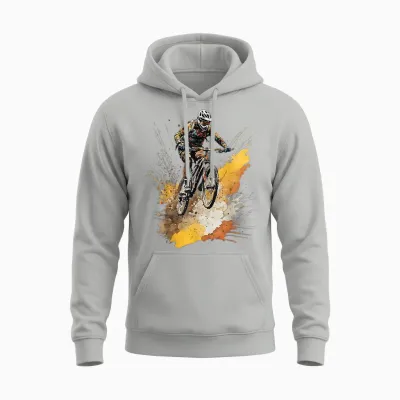 Mountain Bike Mtb Downhill Cycling E-Bike & Bicycle T-Shirt, Black Unisex Hoodie - Ash