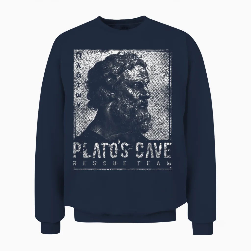 Platos Cave Rescue Team Platons Höhlengleichnis Philosophie Unisex Sweatshirt in Navy