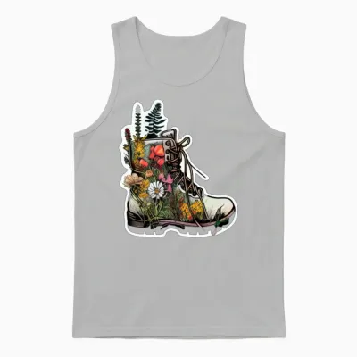 Wildflower Hiking Boot: Discover the Wild! Unisex Tank Top - Ash