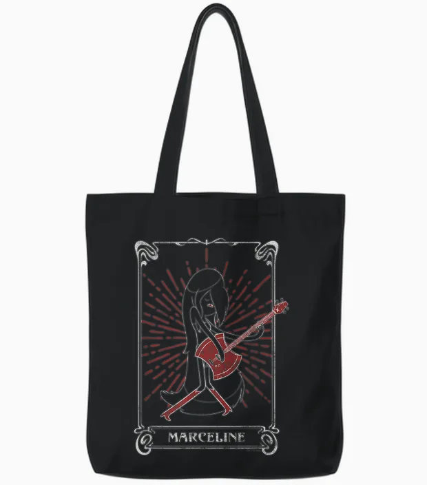 Adventure Time Halloween Marceline Tarot Card Tote Bags in Black