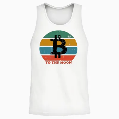 Btc Bitcoin Retro to the Moon Unisex Tank Top - White