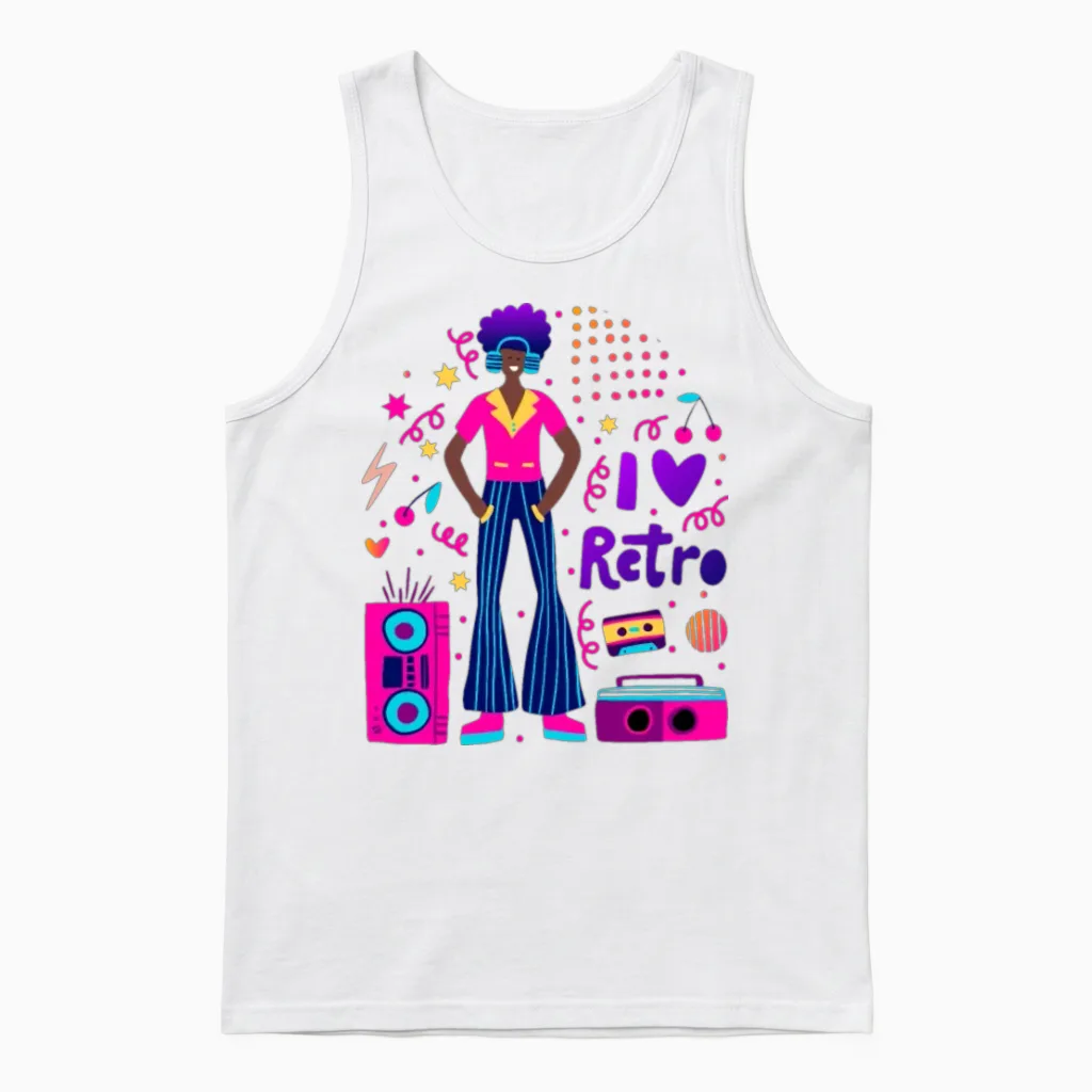 Retro 1970's Unisex Tank Top in White