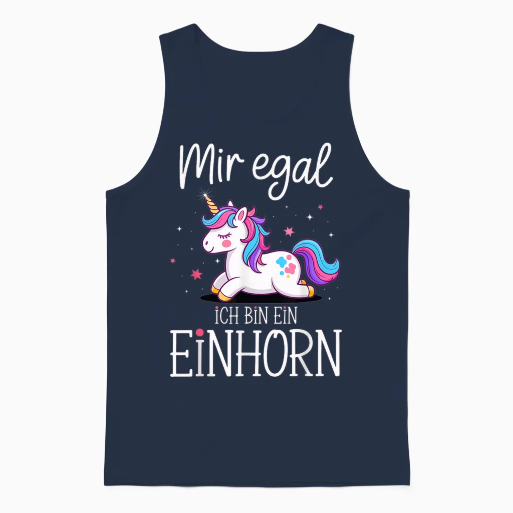 Mir Egal Ich Bin Ein Einhorn Costume Carnival Fancy Dress Unisex Tank Top in Navy
