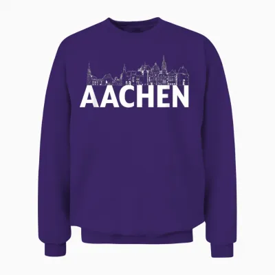 Aachen Deutschland Europa Stadt Skyline Silhouette Umriss Skizze Unisex Sweatshirt - Purple