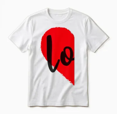 Couple Half Heart Love Funny Valentine's Day Women Men Adult Unisex T-Shirt - White