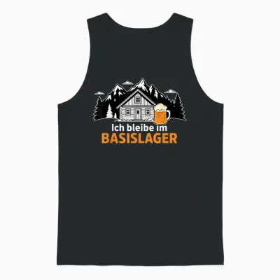 T-Shirt with German Text "ich Bleibbe Im Basislager - Bergsteiger Wandererer Berge & Bier [german Language] Unisex Tank Top - Black