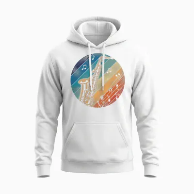 Saxophone Retro Vintage Unisex Hoodie - White