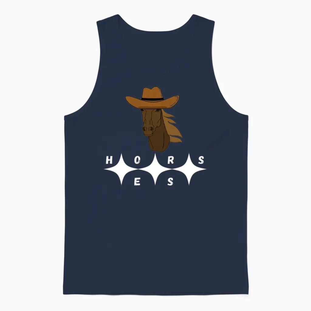 Horses Horse Lovers Unisex Tank Top in Navy