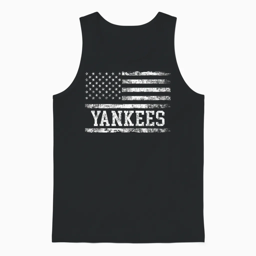 Vintage Retro Styles 90s Yankees Name Personalized Unisex Tank Top in Black