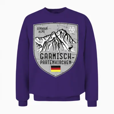 Garmisch Mountain Germany Emblem Unisex Sweatshirt - Purple