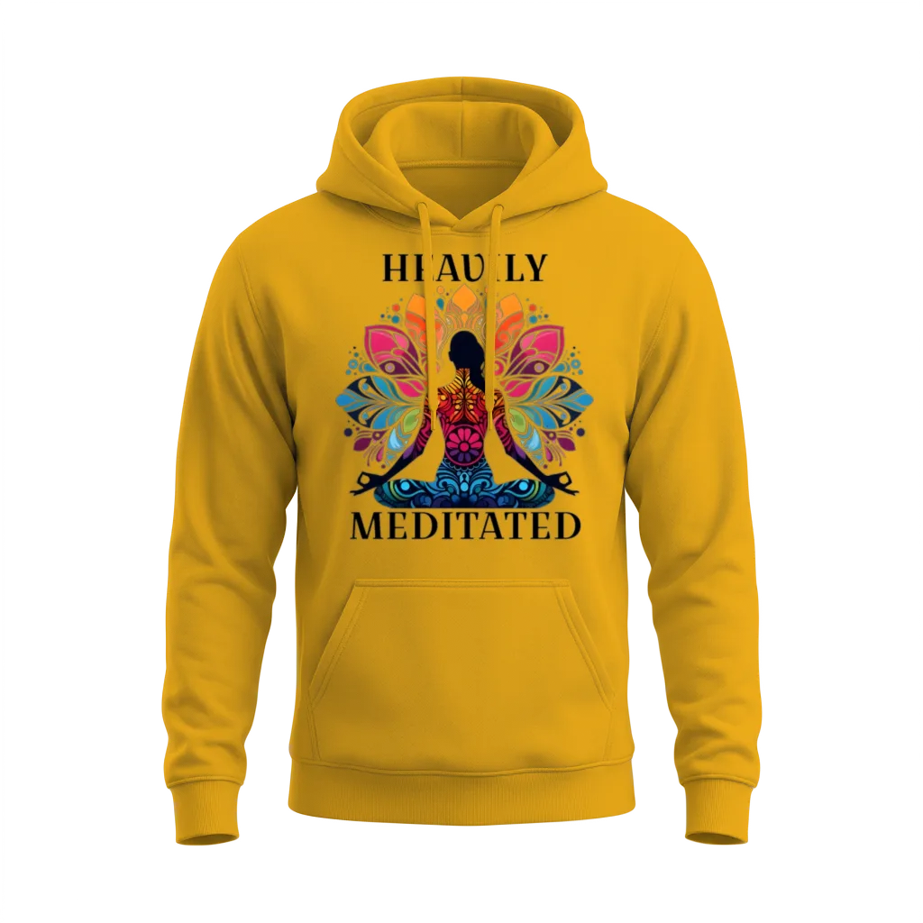 Heavily Meditated Funny Yoga Saying Unisex Hoodie - Gold