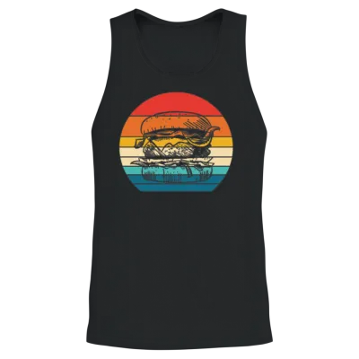 Burger Retro Vintage Unisex Tank Top - Black