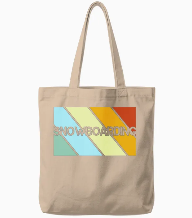 Snowboarding Retro Tote Bags in Natural