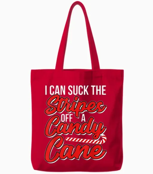 I Can Suck the Stripes off a Candy Cane Adult Christmas Tote Bags - Red