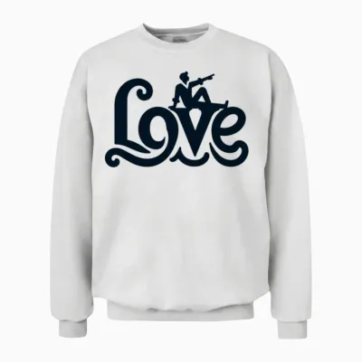 3d Love Typography with Creative Design Unisex Sweatshirt - White
