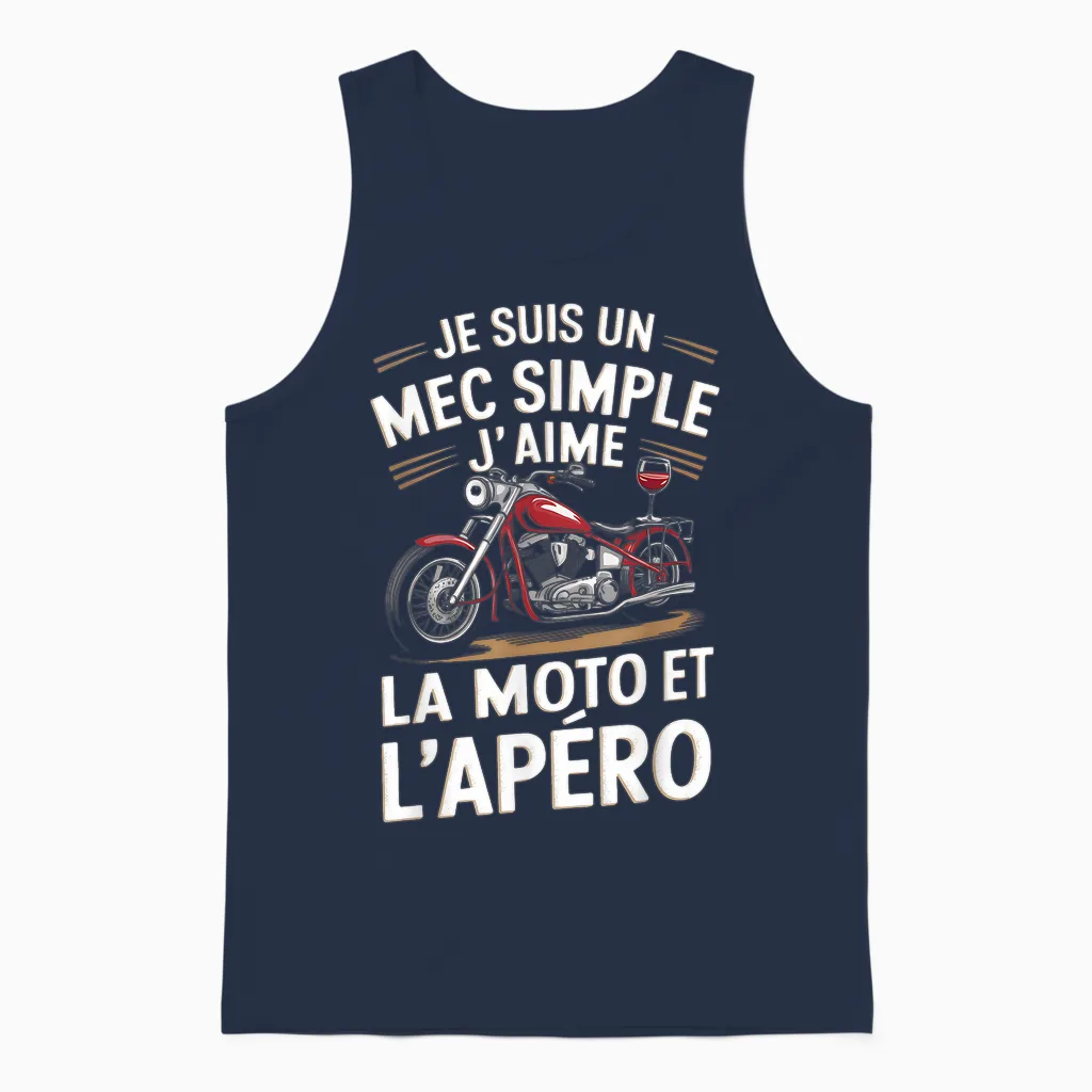 Je Suis Un Mec Simple Motard Cadeau Humour Homme Moto Apéro Unisex Tank Top in Navy