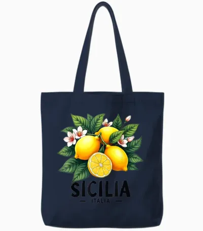 Sicilia Italia Sizilien Italien Frische Italienische Zitronen Sizilianisch Tote Bags - Navy