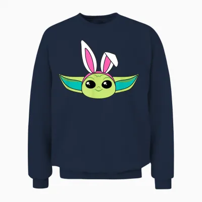 Amazon Essentials the Mandalorian Grogu Spring Easter Bunny Ears Unisex Sweatshirt - Navy