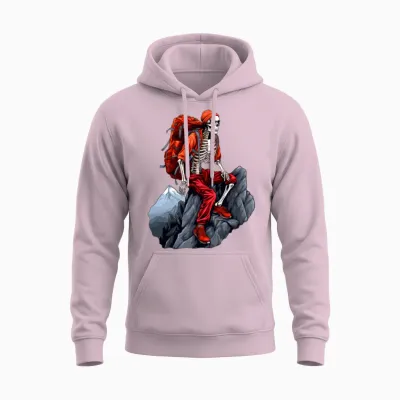 Skeletons Mountaineer / Hiking Skeleton Unisex Hoodie - Light Pink
