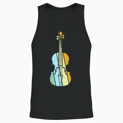 Violin Retro Unisex Tank Top - Black