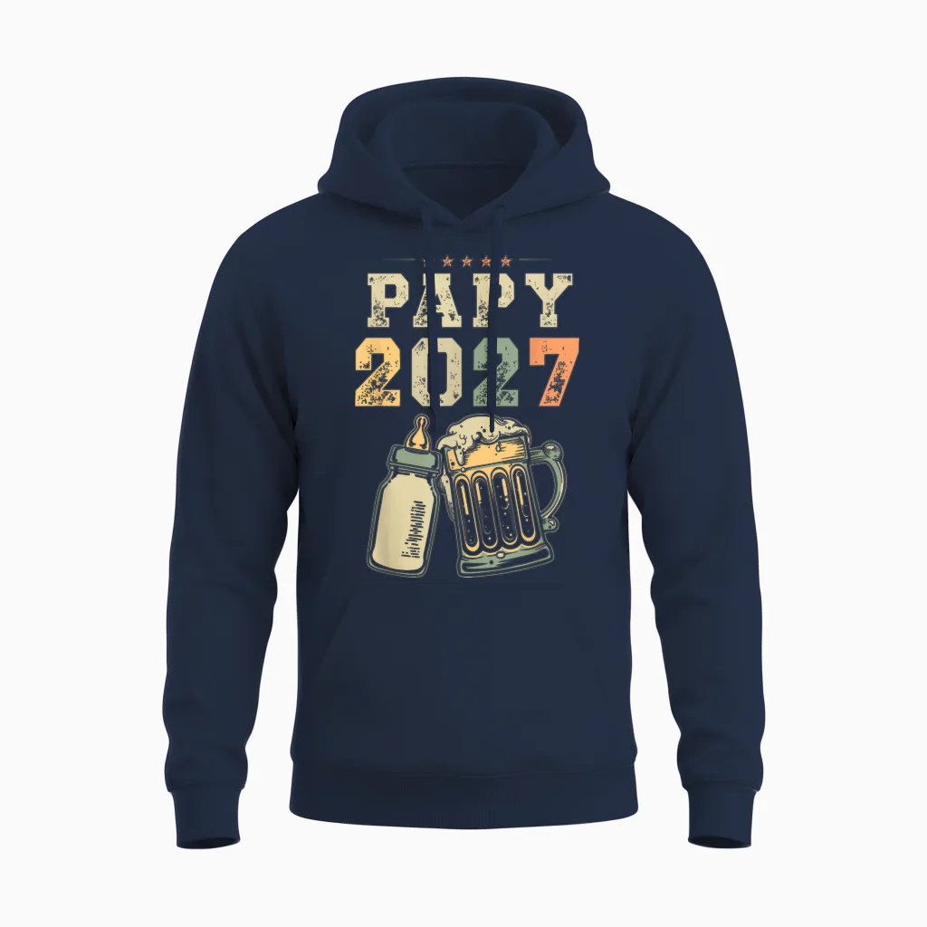 Nouveau Papy 2027 Futur Grand Père Naissance Annonce Unisex Hoodie in Navy