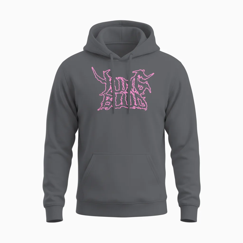 Official Yungblud Deadhappy Pink & Black Unisex Hoodie in Charcoal