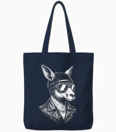 Animal Retro Biker Kangourou Moto Rider Tote Bags - Navy