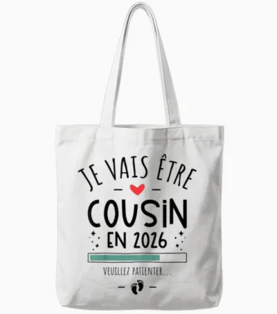Child I Will Be Cousin in 2026 - Pregnancy First Tote Bags - White