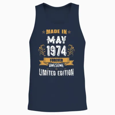 May 1974 Vintage Birthday Present Unisex Tank Top - Navy