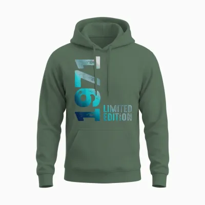 1971 Birth Vintage Since 1971 Retro 1971 Limited Edition T-Shirt, Black, S Unisex Hoodie - Military Green