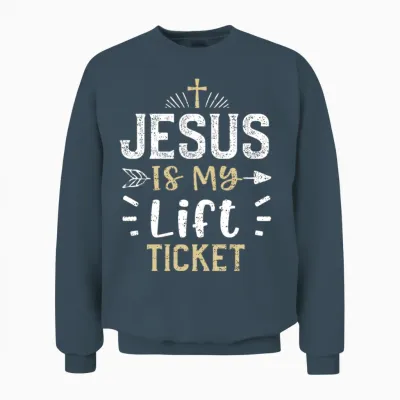 Jesus Is My Lift Ticket - Jesus Unisex Sweatshirt - Dark Heather