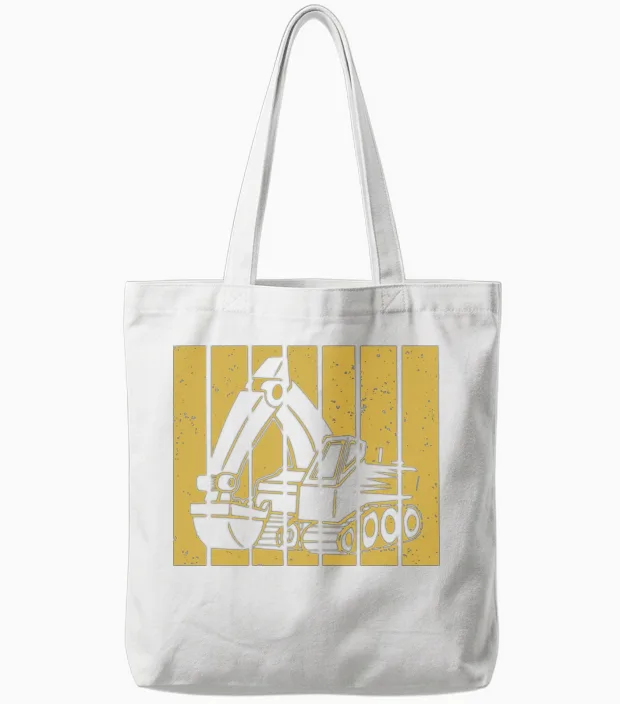 Excavator Gift Retro Sunset Summer & Beach Tote Bags - White