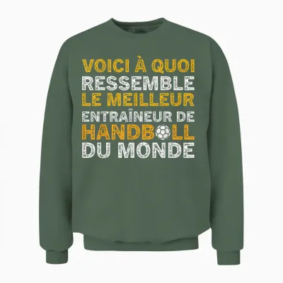Funny Coach Best Handball Coach T-Shirt, Black, S Unisex Sweatshirt - Military Green