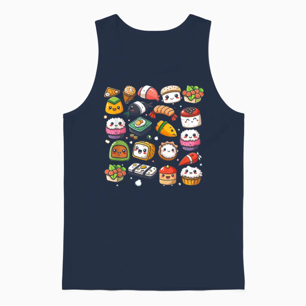 Kawaii Anime Sushi Für Kinder, Liebhaber Koreanischer Küche, Koreanische Kultur Unisex Tank Top in Navy