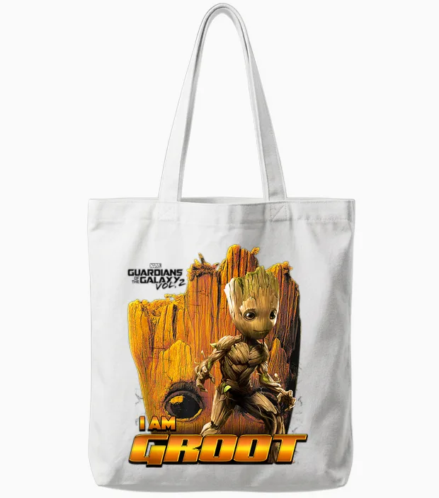 Collage Marvel Guardians of the Galaxy Groot T-Shirt, White, S Tote Bags in White