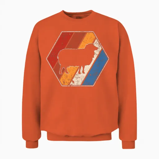 Sheep Retro Unisex Sweatshirt - Orange