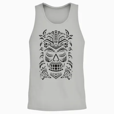 Tribal Tiki Mask Unisex Tank Top - Ash