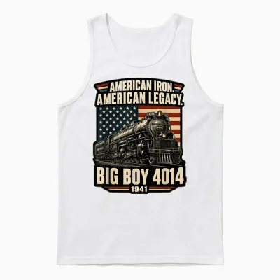 Big Boy 4014 Steam Locomotive Vintage American Railroad Unisex Tank Top - White
