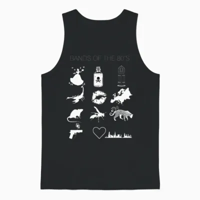 Bands of the 80's Hair Bands Rock Bands 1980's Unisex Tank Top - Black