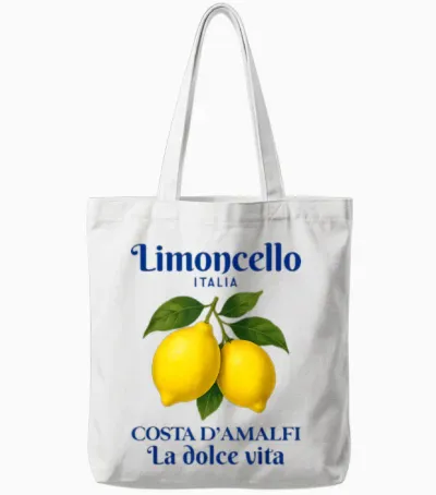 Amalfi Coast Retro Italia Lemon Coastal Tote Bags - White