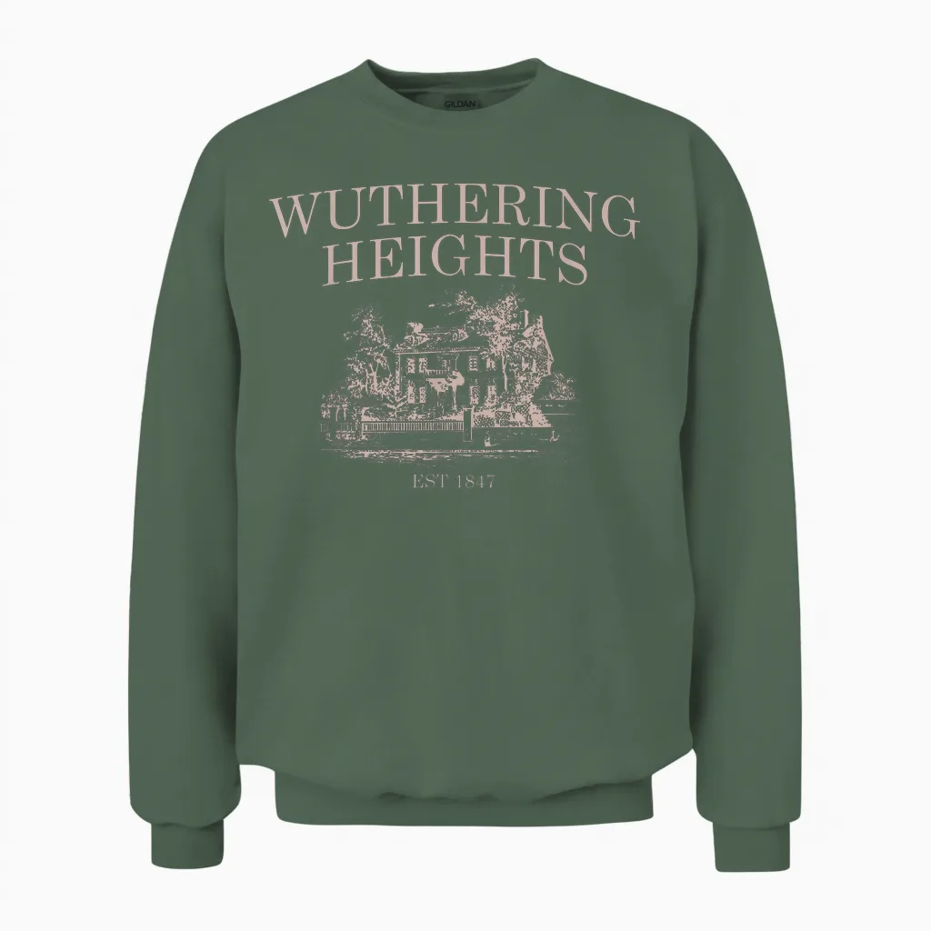 Wuthering Heights, Catherine Earnshaw Und Heathcliff, Bronte Unisex Sweatshirt in Military Green