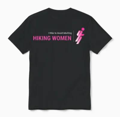 I Hike to Avoid Adulting, Women Hiking Unisex T-Shirt - Black
