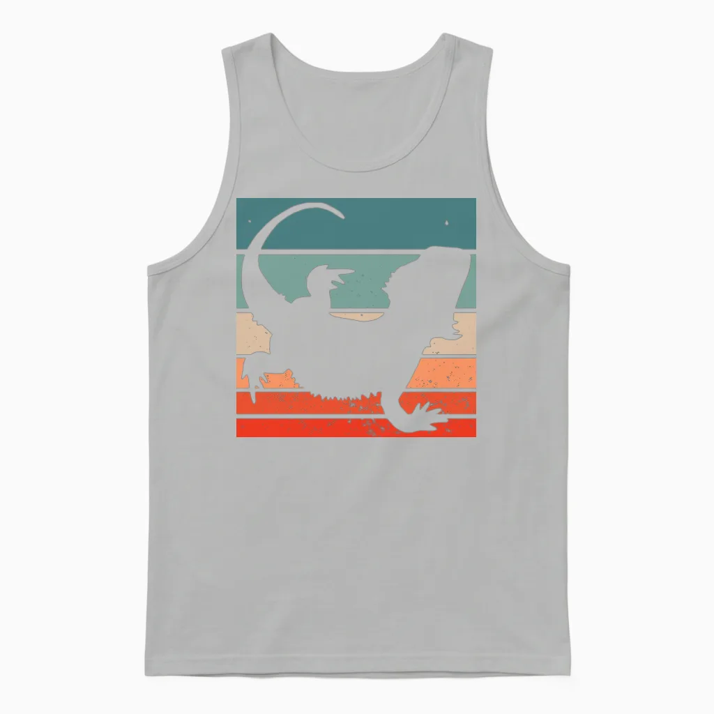 Vintage Retro Bearded Dragon Unisex Tank Top - Ash