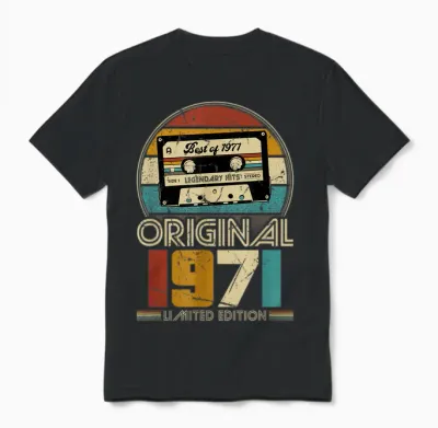 1971 Vintage Birthday Retro Vintage Men's Women's Gift T-Shirt, Black Unisex T-Shirt - Black