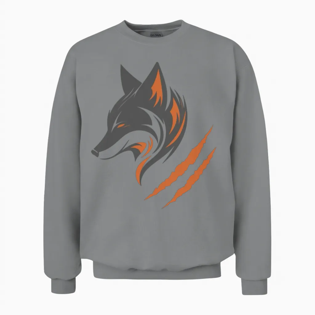Grey Fox | Orange Fox Wildlife Unisex Sweatshirt in Sport Grey